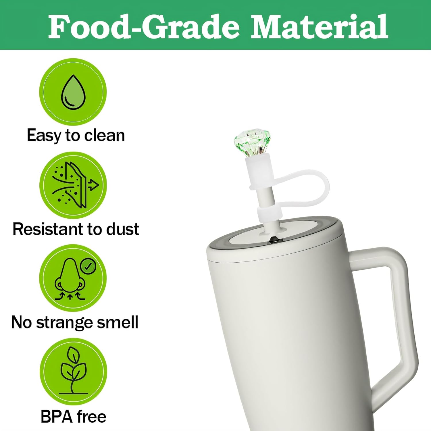 6pcs Diamond Straw Cover Cap for Brumate Era 30&40 oz Tumble, 12mm Reusable Silicone Straw Topper Protector Lid with Cute Mix Colors Décor Accessories - Image 5