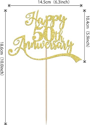 Miniatura 9 de 1 pieza de decoración de pastel de feliz 50 aniversario con purpurina montada para tartas celebrando decoraciones de pastel de boda para fiesta de