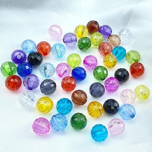 Miniatura 5 de 400 cuentas redondas facetadas acrílicas de 0.315 pulgadas (0.315 in), cuentas espaciadoras de cristal, cuentas sueltas facetadas múltiples para