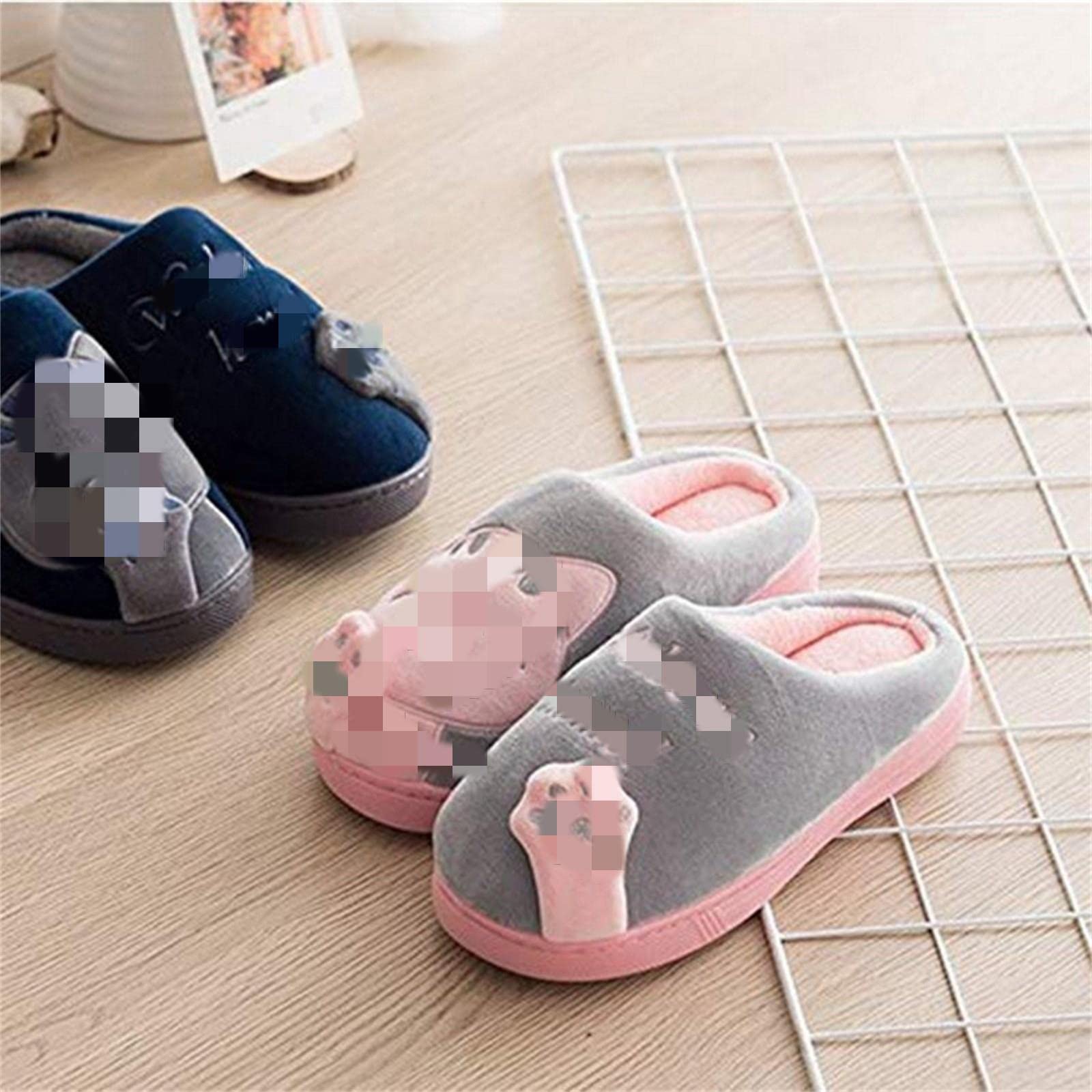 Pantuflas de Algodon Zapatillas De Invierno Zapatos De Casa De Interior Chanclas