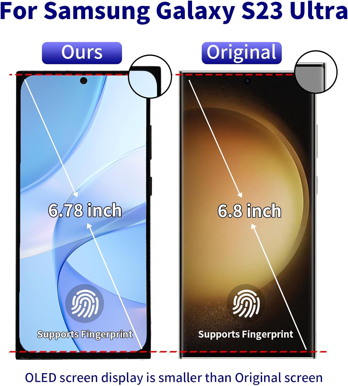 OLED Screen for Samsung Galaxy S23 Ultra Screen Replacement for Display | Samsung S23 Ultra LCD SM-S918B SM-S918U LCD Digitizer Touch Screen Assembly with Frame,Support Fingerprint (S23Ultra-Black)