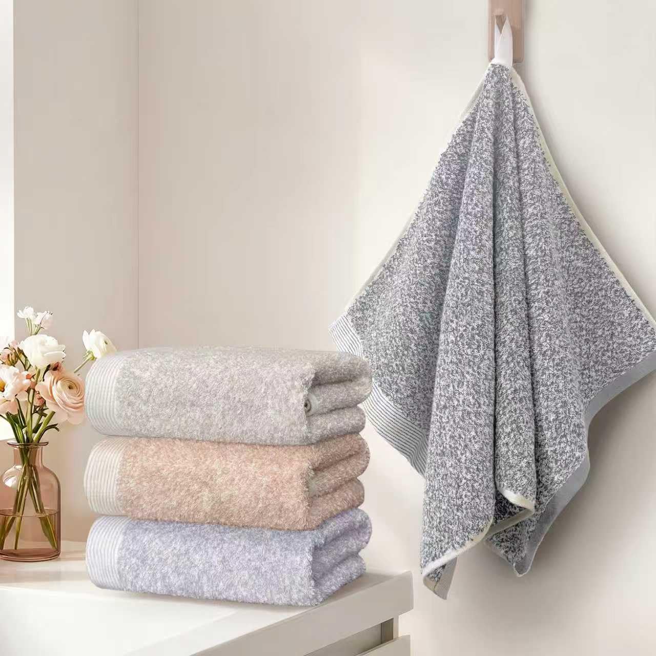 Beige Bath Towels 2 Pack - Soft Cotton -8