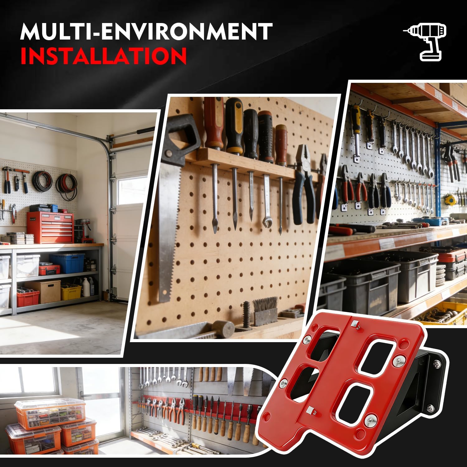 Wall Mount for Milwaukee Charger Mount, for Milwaukee M12 & M18 Chargers, Secure for Milwaukee Charger Wall Mount to Wall & Pegboard & Tool Cart, Saving Space and Keeping Your Tools Tidy(Red)