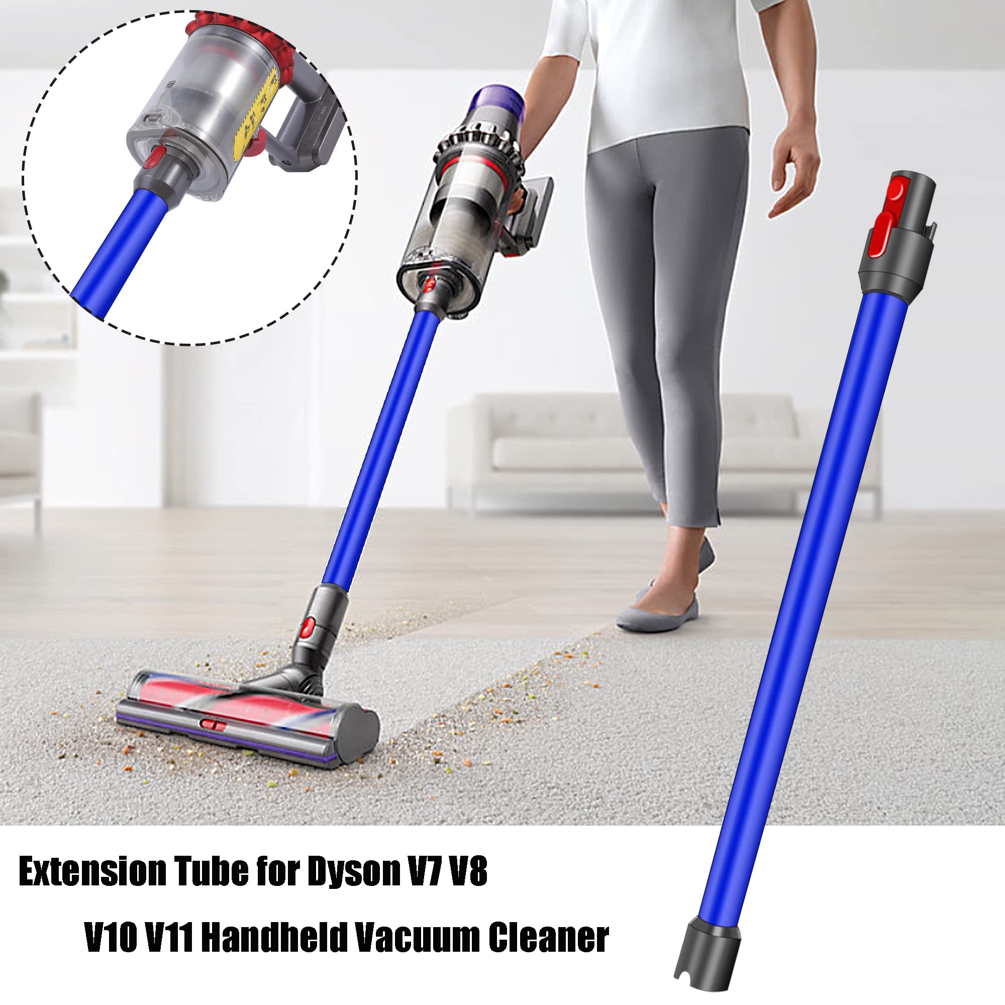 Italdos Tubo Telescopico Asta Rigida Prolunga compatibile per Dyson V11 V10 V15 V8 V7 Lunghezza 73cm Tubo a Sgancio Rapido - Blu