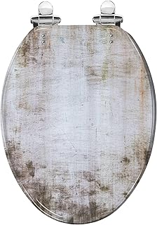 Elongated Toilet Seat Rusty metal wall Resin Toilet Seat Quietly Slow Close with Quick-Release Hinges Toilet Seat with Cover Easy to Clean Install