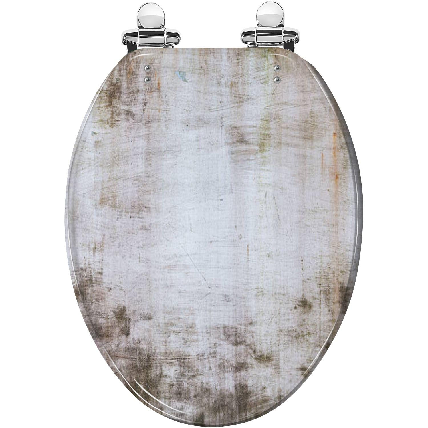 Tazyyzuu Multi8 White Marble Elongated Toilet Seat With Quick-Release Hinges Slow Close Easy Clean 18.5X14.5 Inches(Multi8)