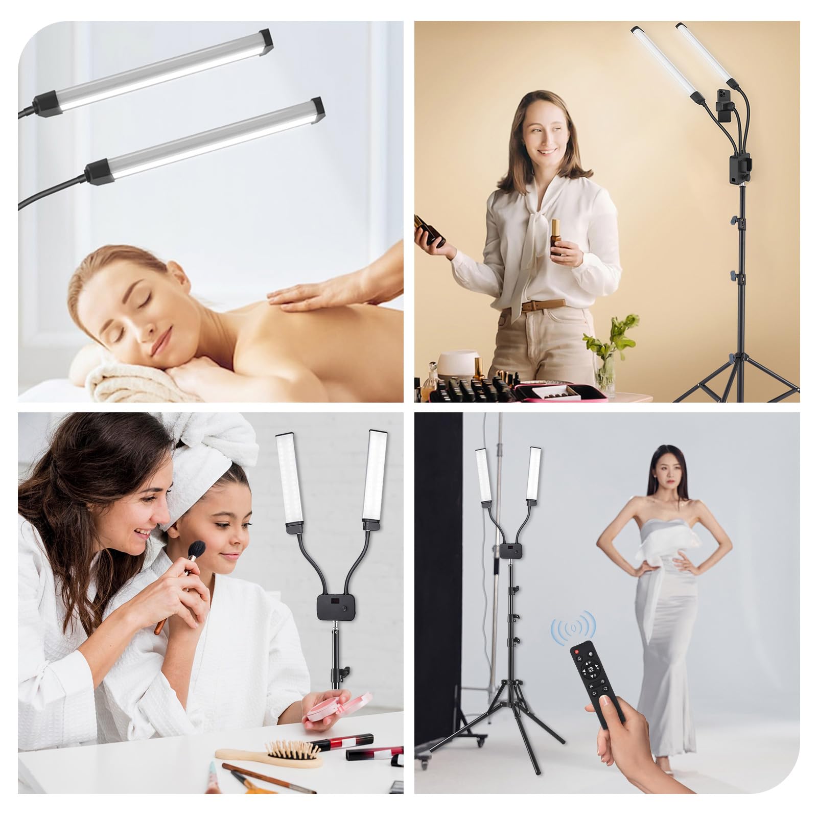 Andoer Lampada per tatuaggi da 50 W, lampada per ciglia, luce per cosmetici, luce video a LED con treppiede (39 – 200 cm), intensità luminosa (10% – 100%), 3000 – 6500 K, CRI 90+ per trucco
