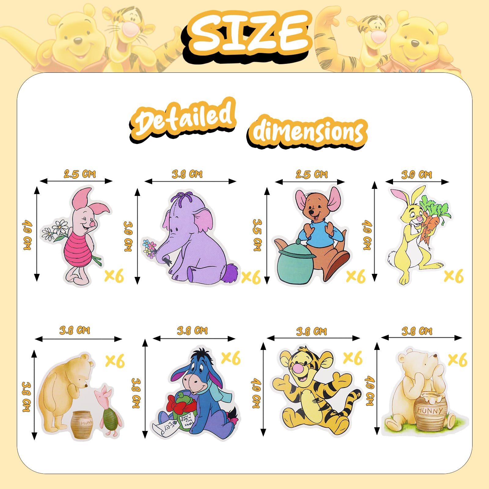 MEMOVAN Winnie Cupcake Toppers 48pcs Classic the Pooh Cupcake Picks Winnie Cake Topper Cupcake Decorations for Classic the Pooh Birthday Winnie Baby Shower Party