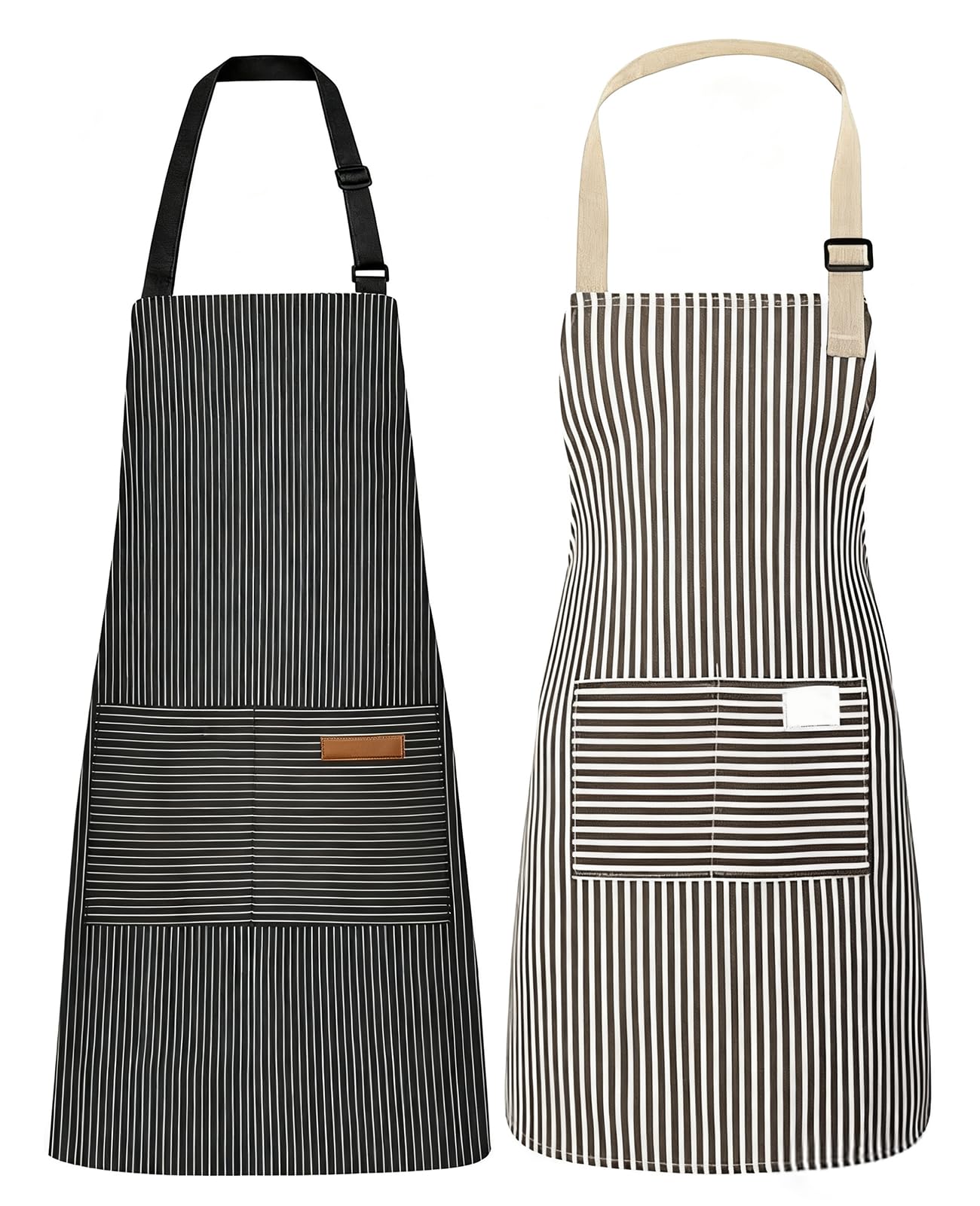 Benaewa Men's Black 2 Pcs Adjustable Apron, Cooking Kitchen Chef Aprons With Pocket For Home, Restaurant