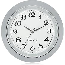 ShoppeWatch Mini Clock Insert 45mm 1.77 inches Quartz Movement | Miniature Clock Face Insert | Small Round Fit Up White Face Silver Tone Bezel Arabic Numerals CK088SL