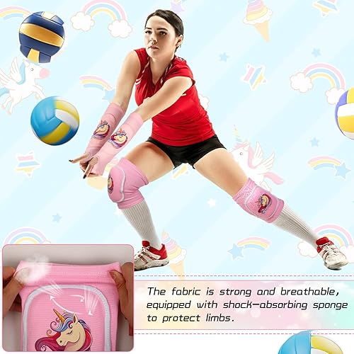 Miniatura 4 de Rodilleras de voleibol y mangas para brazos de voleibol con almohadilla de protección, antebrazo, codo con orificio para el pulgar, accesorios para