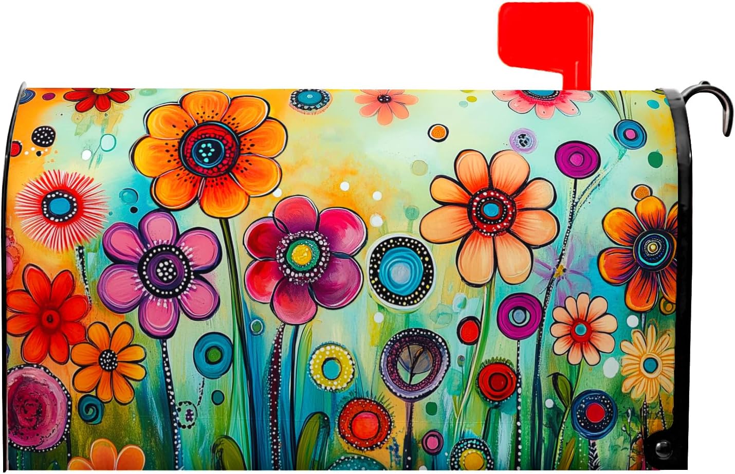 Spring Summer Mailbox Covers Magnetic Standard Size 21 x 18 Inch Abstract Colorful Floral Mailbox Wraps Post Letter Box Cover for Garden Yard Decor
