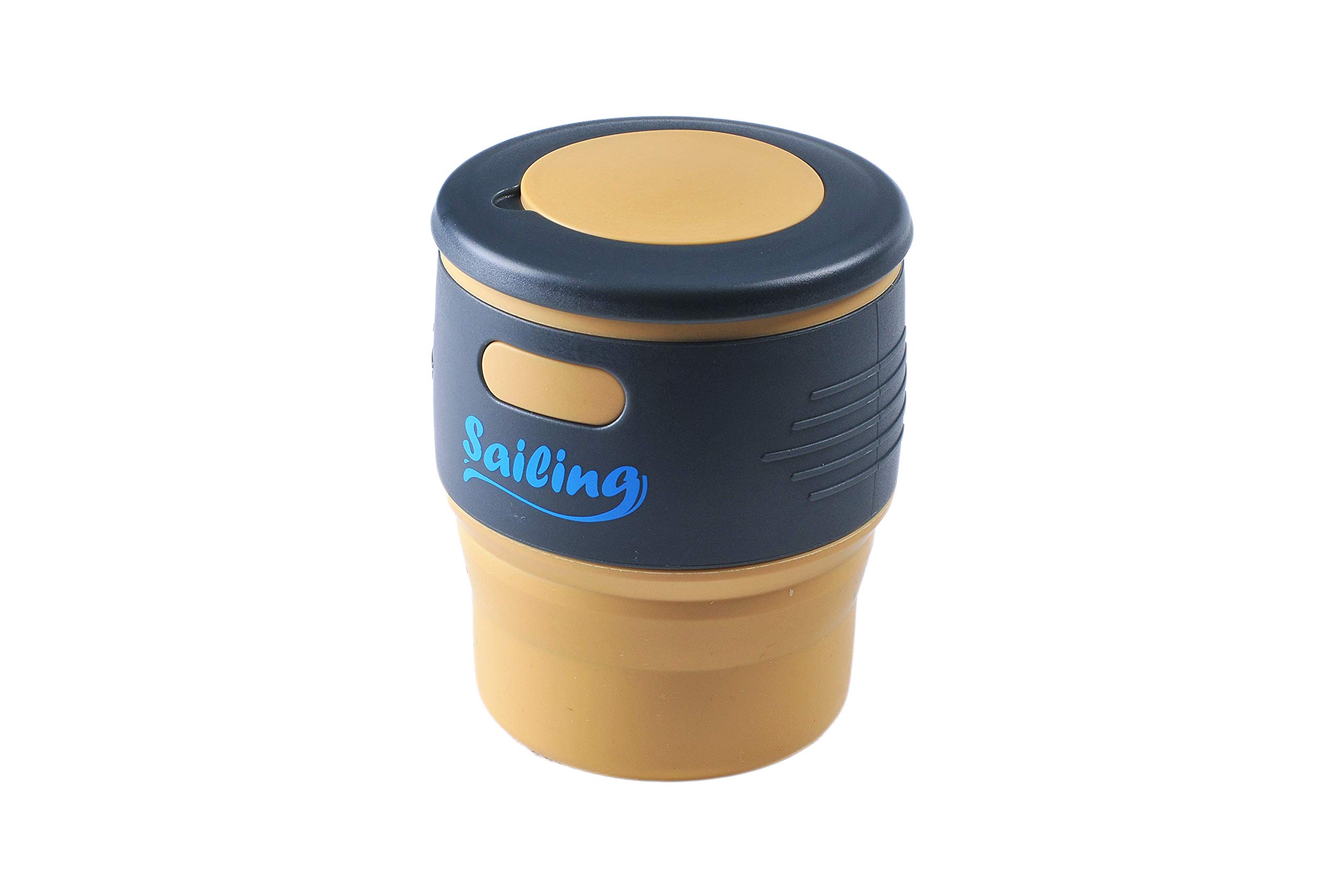 Sailing Collapsible Portable Reusable Silicone 12 fl oz Drinking/Coffee Cup/Mug. 100% food grade silicone. BPA Free (Khaki)