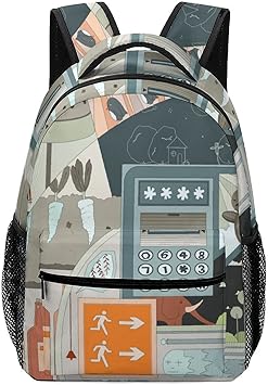 Amazon リュックサック 男の子 女の子 バックパック 学生 ランドセル 可愛いカバン 通学 旅行 リュック メンズ レディース 登山 遠足 ノートパソコン用pcバッグ 軽量 防水 多機能 ライフイラストレーターグレー Kimkilas シューズ バッグ
