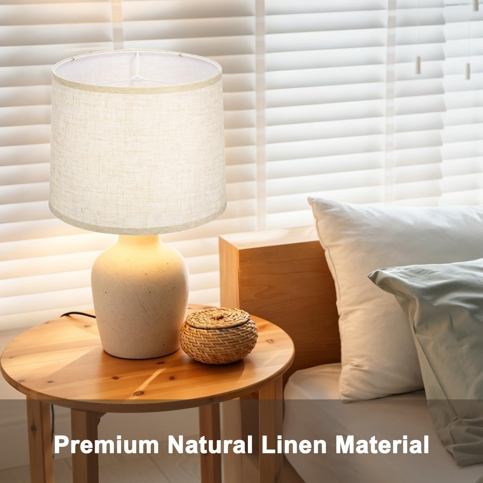 Drum Linen - Paralume a forma di ragno, 2 pezzi, 30,5 x 33 x 25,4 cm, colore: Beige