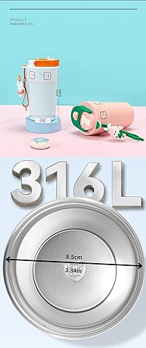 Miniatura 4 de Taza de café de 18.6 oz con tapa aislada con popote al vacío botella de agua de acero inoxidable, bonita e interesante con muñeca de cuerda, 18.6 fl