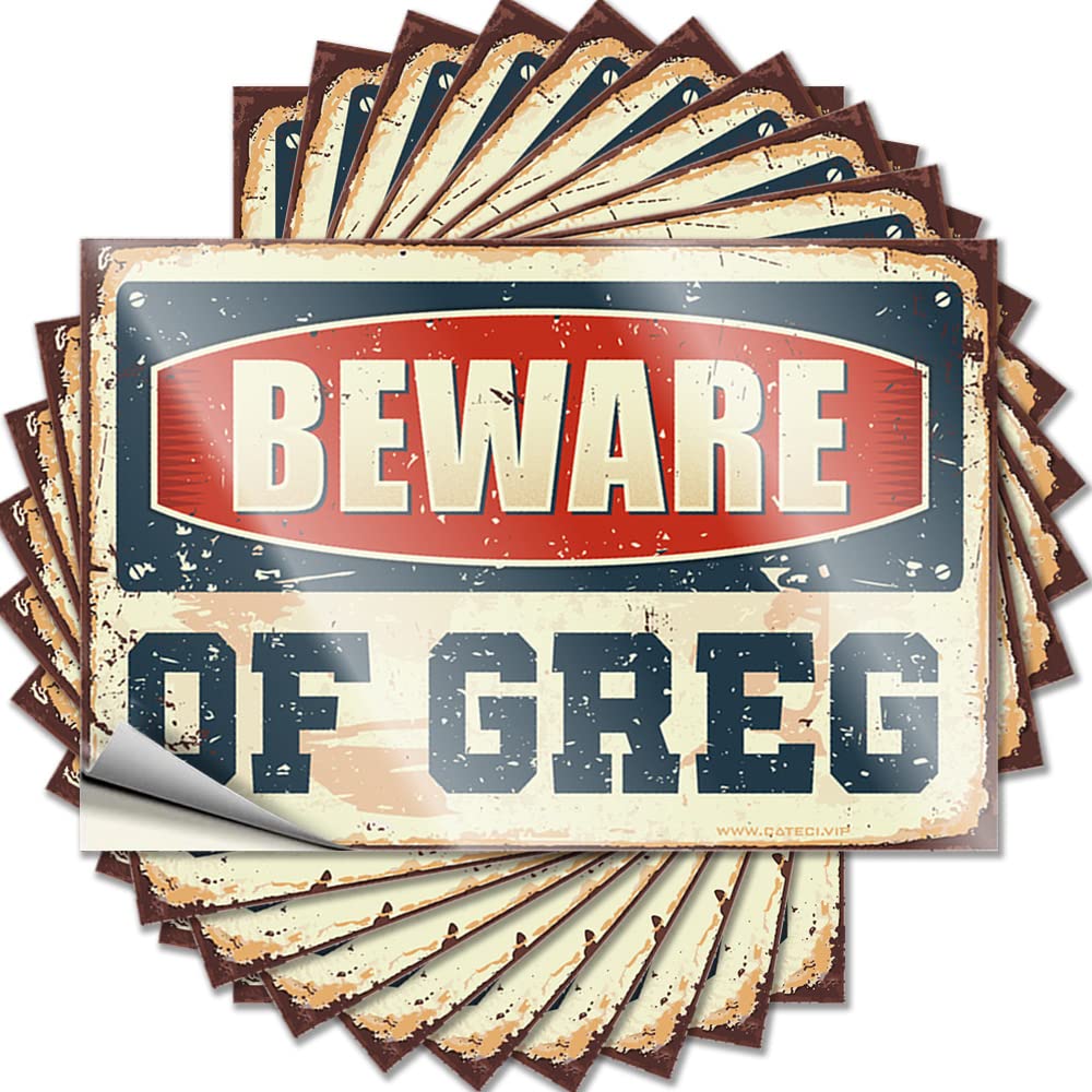 Tool Box Stickers Beware of Greg Funny Sticker 10 Pcs Car Stickers Sticker Decals for Cars(12X18CM)