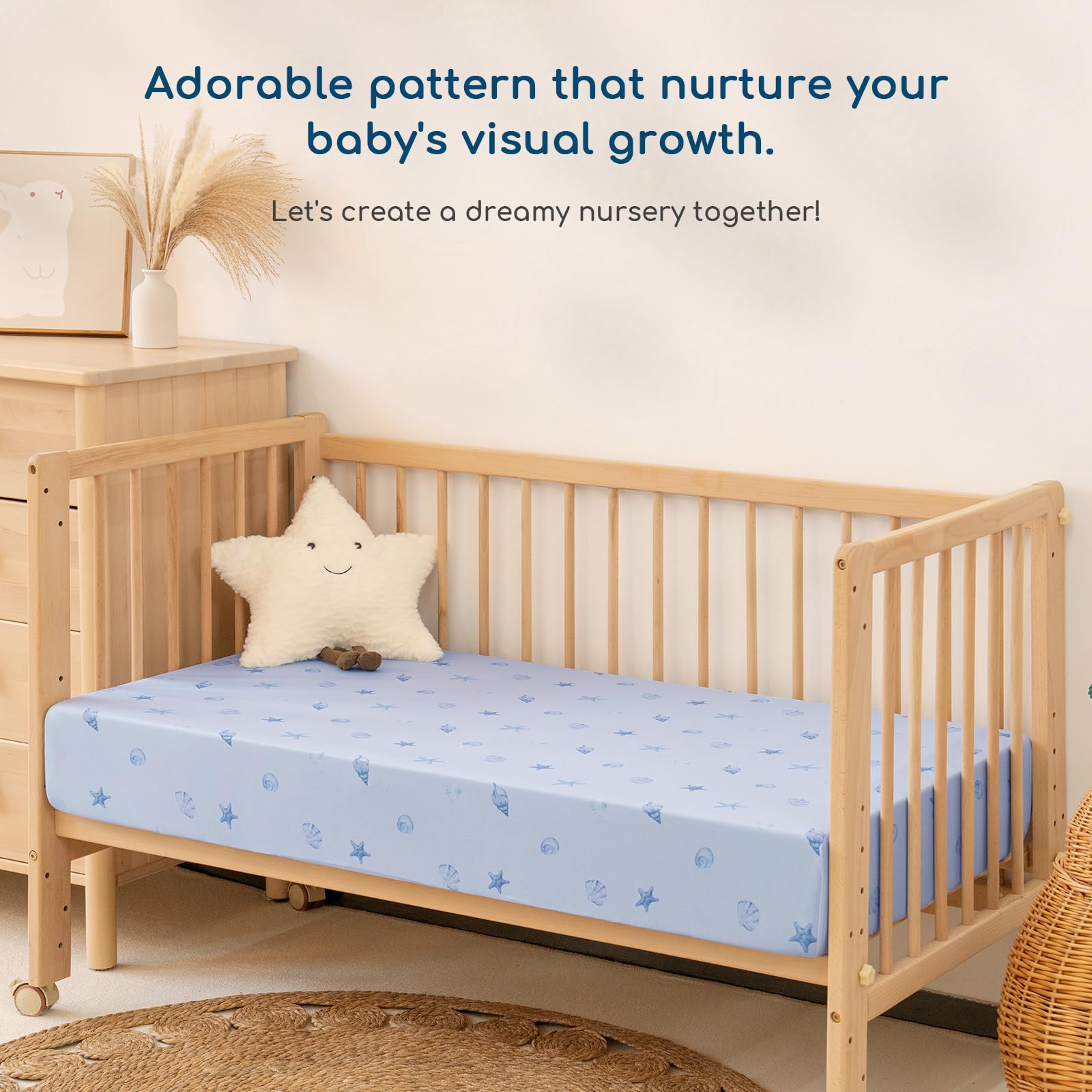 Yukkidds Cot Sheets 120x60 Fitted Cotbed Sheet 2 Pack Baby Cot Sheets Super Soft & Breathable Microfiber Blue Dolphin - Image 3