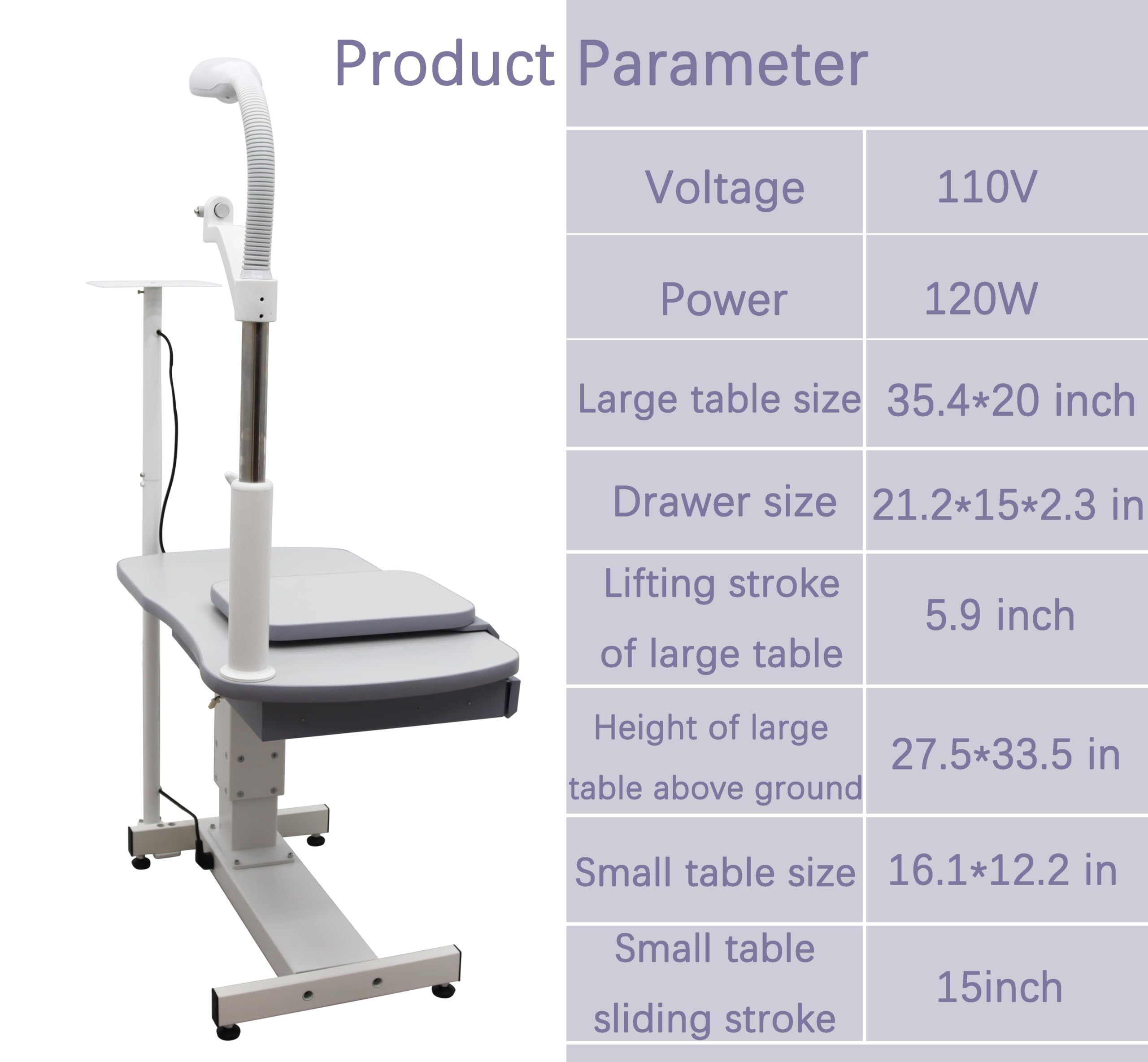 Produktbild von Motorisierter Optometrie-Hubtisch – Elektrisch Höhenverstellbar 65–82cm, 75kg Tragkraft, Mit Rollen & Schublade, Für Brillengeschäfte