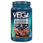 Vega Protein + Supergreens - 20g Plant-Based Protein, Chocolate, 25 Servings, Real Greens & Veggies, Vegan Keto, 0g Added Sugar, Non-GMO, Gluten Free, Dairy Free, 1.8lbs (Packaging May Vary)