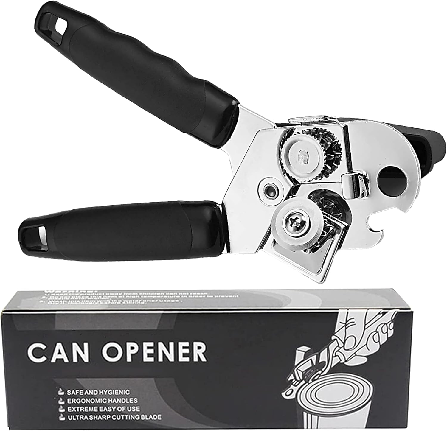 Stainless Steel Can Opener Heavy Duty Manual, Adjustable Smooth Edge 3