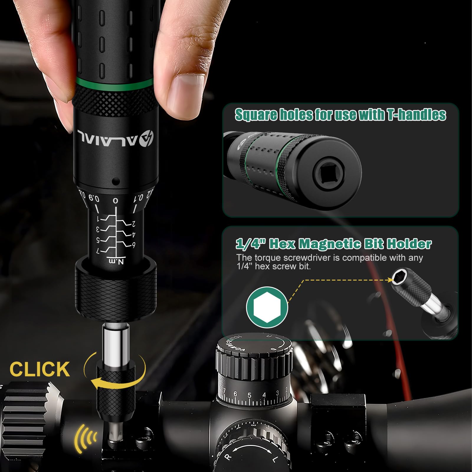 Tournevis Dynamométrique, 1-7 Nm, 41 Pièces, 1/4" Clé Dynamométrique Kit für Vélo Réparation, Assemblage, Modélisme(Vert)