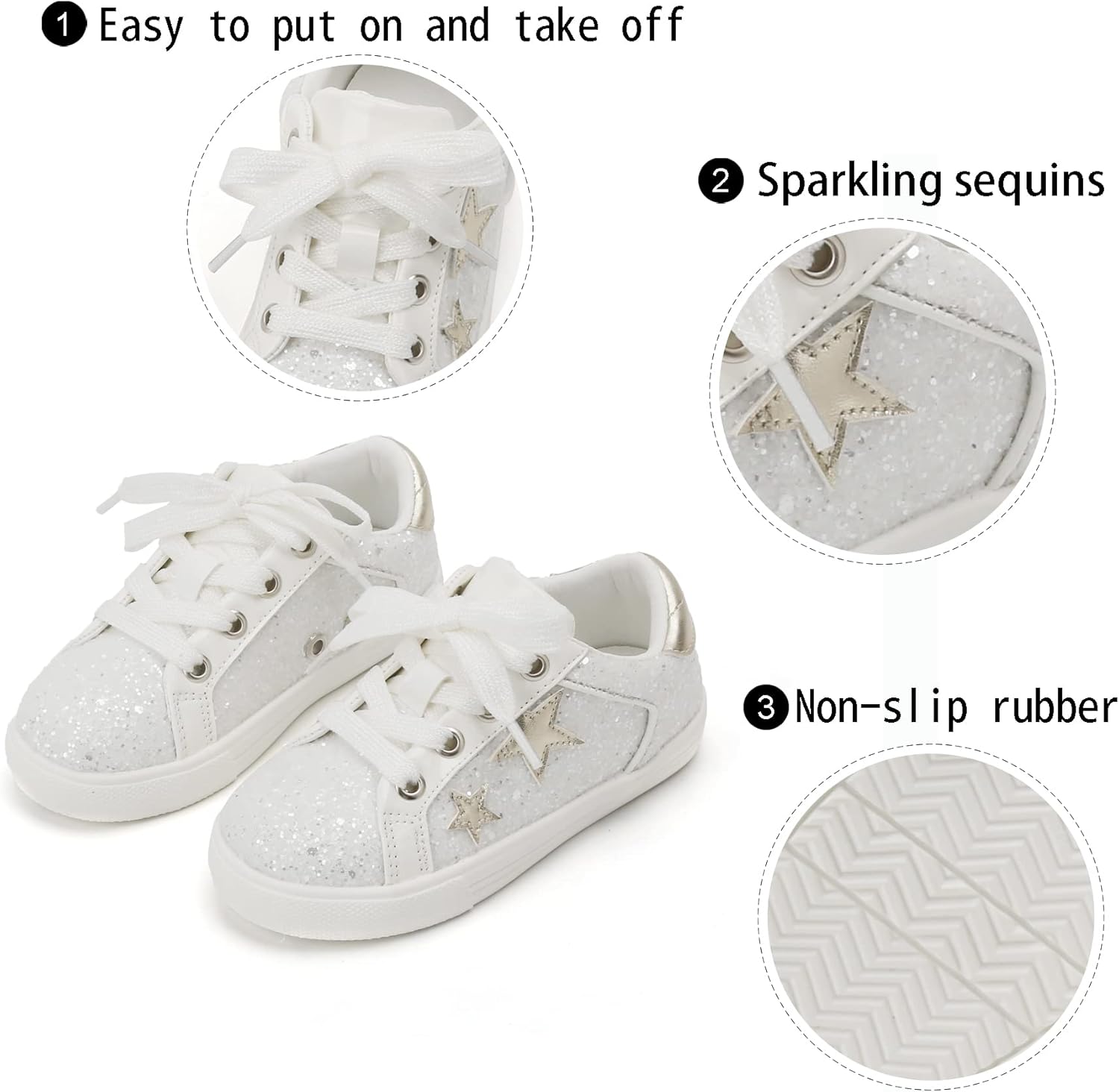 GINFIVE Toddler Girls Sneakers Little Girls Slip On Shoes Glitter Sneakers Toddler - Image 6