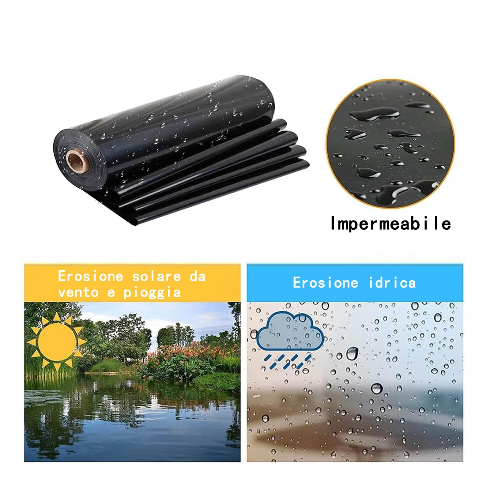 Telo per stagno da giardino 8x10m,telo pvc laghetto,Rivestimento per Laghetto in HDPE Resistente,Fodera Laghetto Flessibile per Piscina Giardino per Laghetti,Fontane,Giardini Acquatici e Cascate
