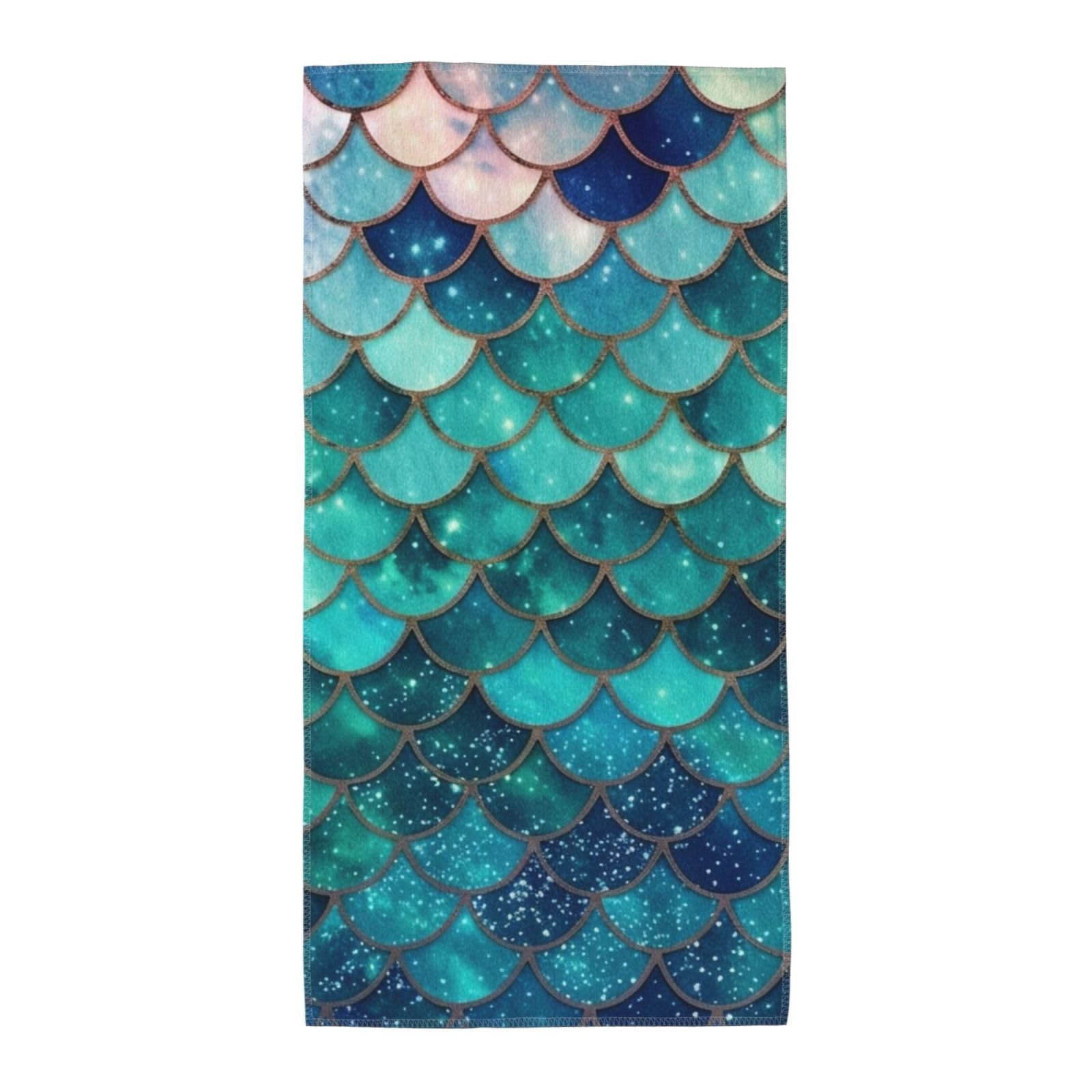 FekiLoot Absorbent Hand Towels 12"X24" Decorative Bathroom Towel Soft Microfiber Face Towel Mermaid Fish Scale Print Dish Kitchen Towels for Bathroom Kitchen Hotel Spa Bath Towels