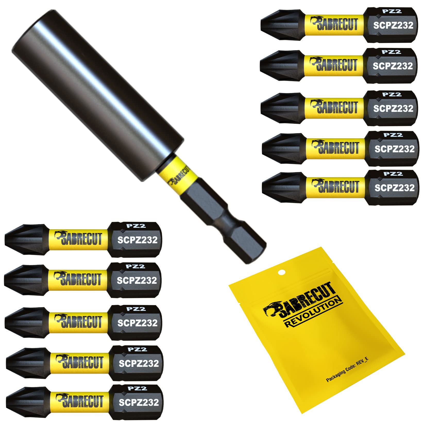 SabreCut 11-teiliges Schraubendreher-Set – Magnetische PZ2-Bits & Bithalter Für Schlagschrauber