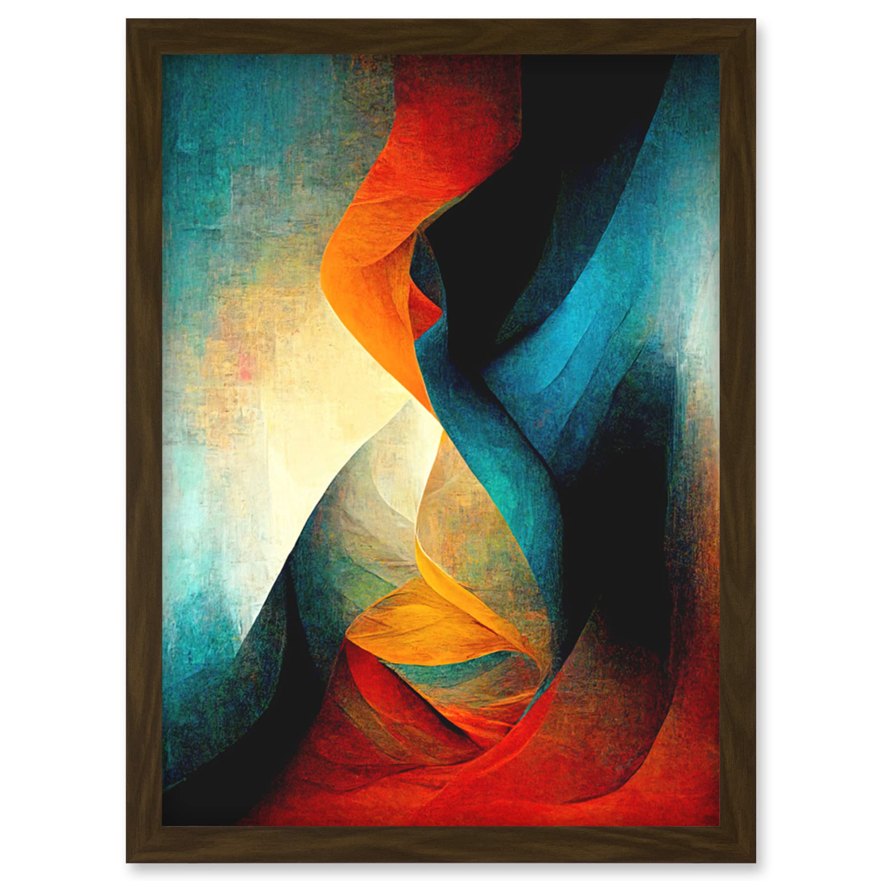 Doppelganger33 LTD Abstract Modern Acrylic Painting Organic Red Blue Orange Artwork Framed Wall Art Print A4