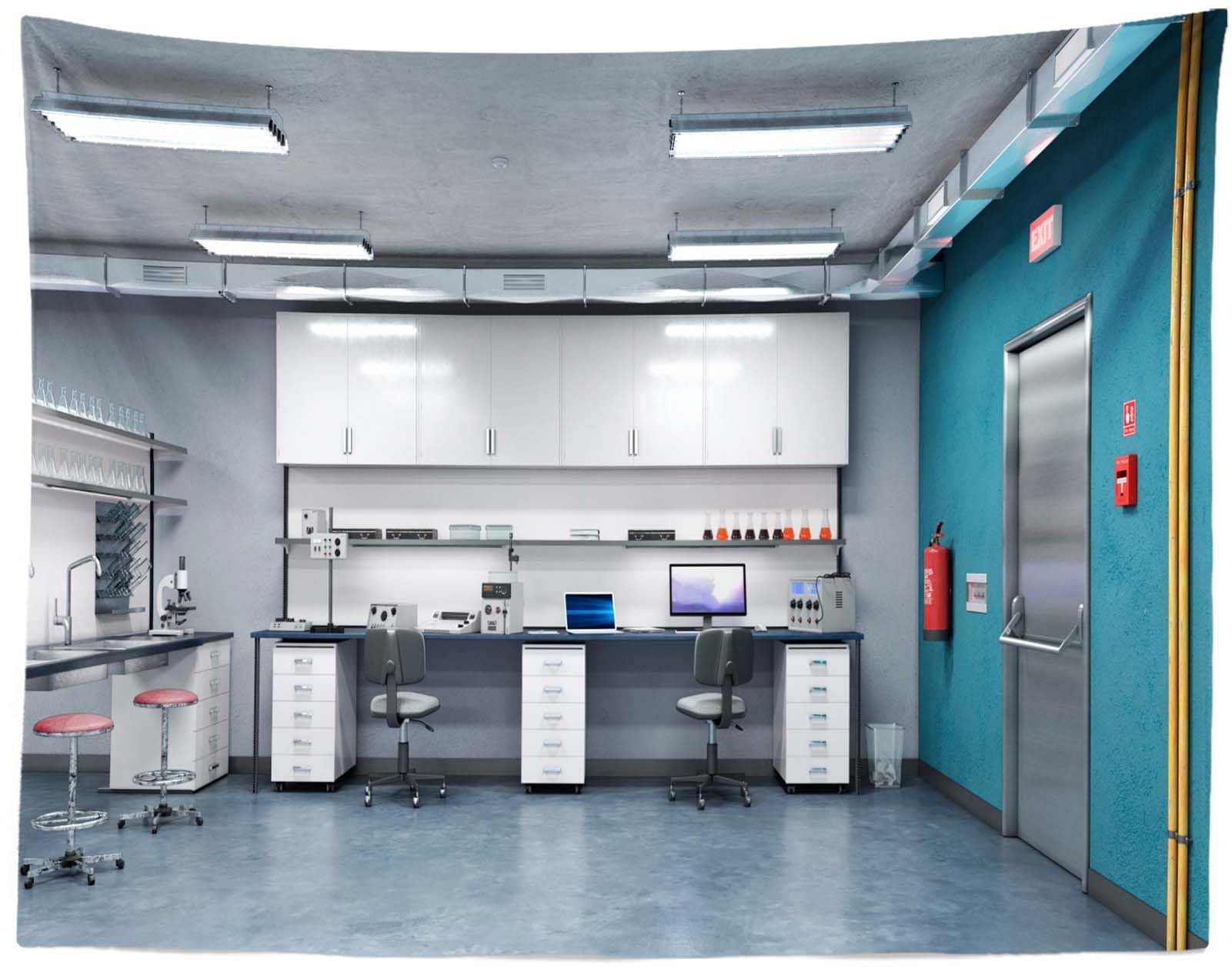 3x2.5m Toile de Fond pour Lieu de Travail en Laboratoire Toile de Fond Scientifique Matériel de Laboratoire Toile de Fond pour Photographie Bannière de fête à thème de Laboratoire