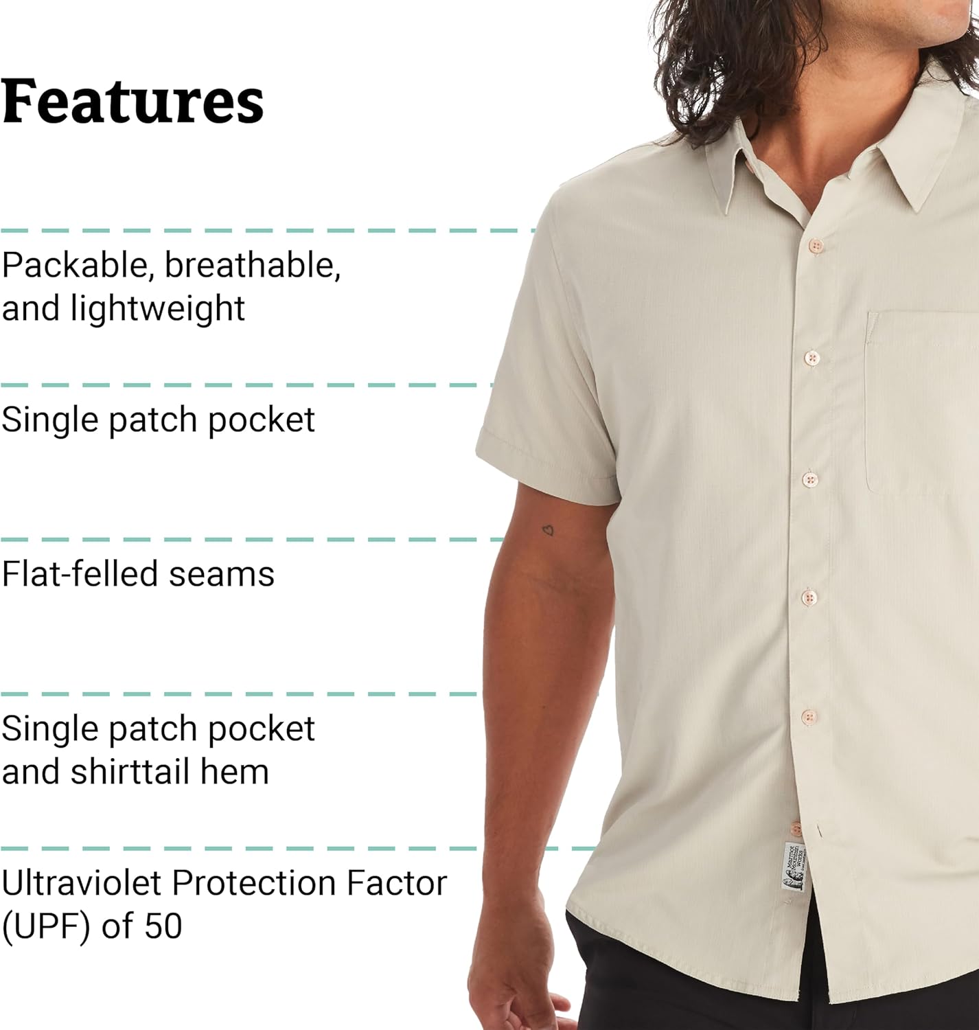 MARMOT Men's Aerobora Short Sleeve Button-Down Shirt - Lightweight, Packable, Quick-Drying UPF Protection - Image 5
