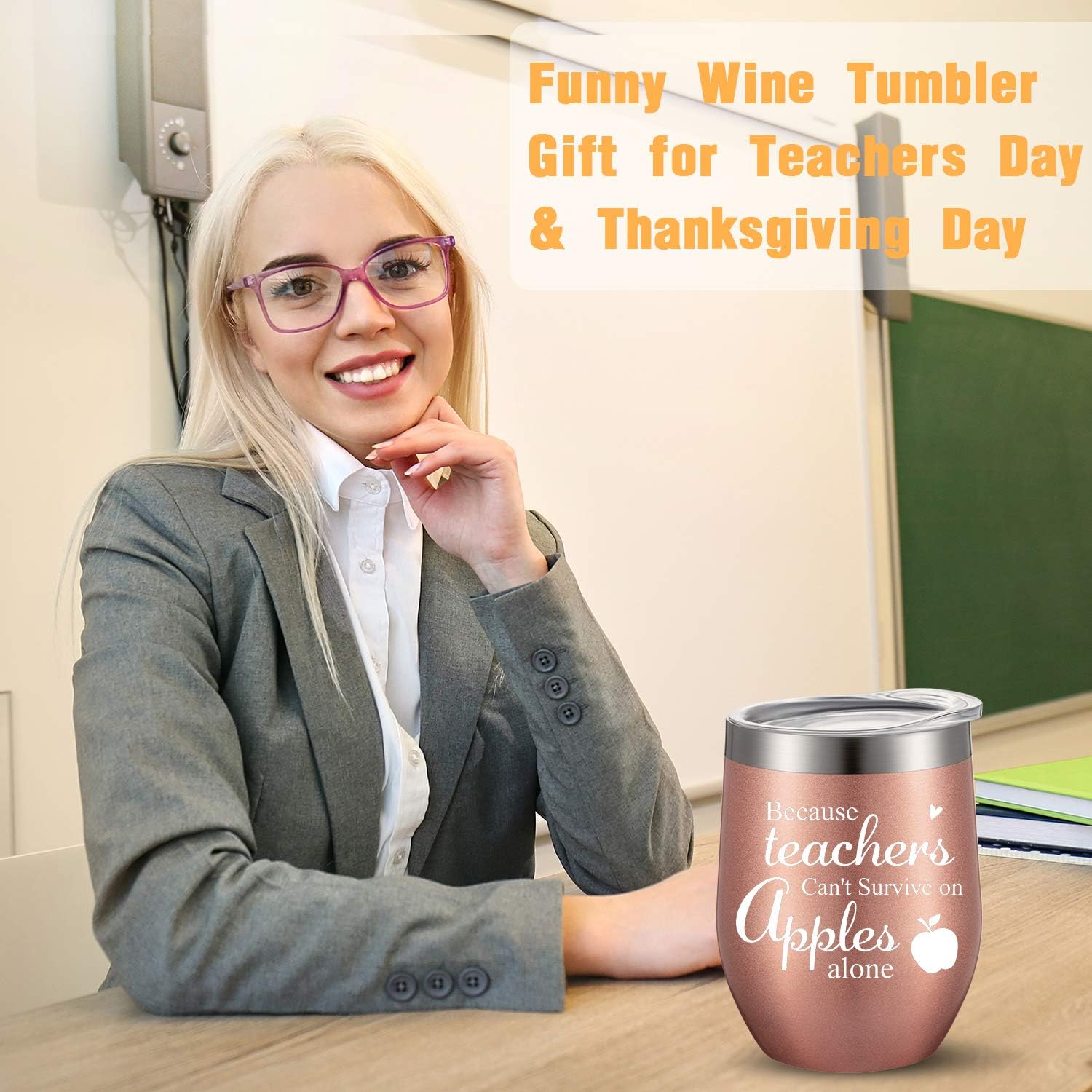 Uр Tо 40% оƒƒ 2 Pieces Teacher Can't Survive on Apples Alone, Thank You Teacher Appreciation Gift for Women Funny Birthday Christmas Thanksgiving Teacher Gifts 12 oz Wine Tumbler with Straw and Brush (Rose Gold) Buу 1 gеt 1 2 Pieces Teacher Can't Survive on Apples Alone, Thank You Teacher Appreciation Gift for Women Funny Birthday Christmas Thanksgiving Teacher Gifts 12 oz Wine Tumbler with Straw and Brush (Rose Gold)