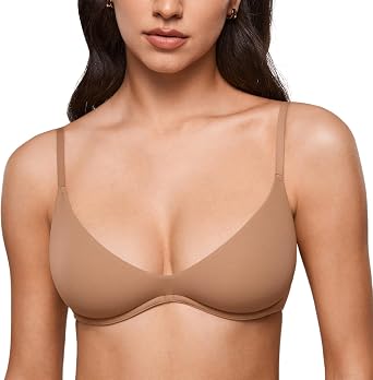 INLYRIC Womens Unlined Balconette Bra Plunge Underwire | Ultra-soft, Unpadded, Demi, T-Shirt Bra, Sexy, Adjustable Straps, Hook-and-Eye