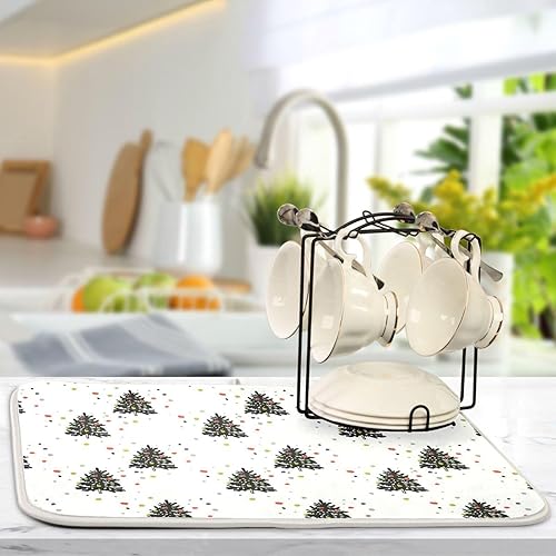 Miniatura 5 de Christmas Fir Trees Dish Mat Washnable Absorbent Kitchen Counter Mat Dish Drainer Mat Tapete Para Cocina 16'' x 18''