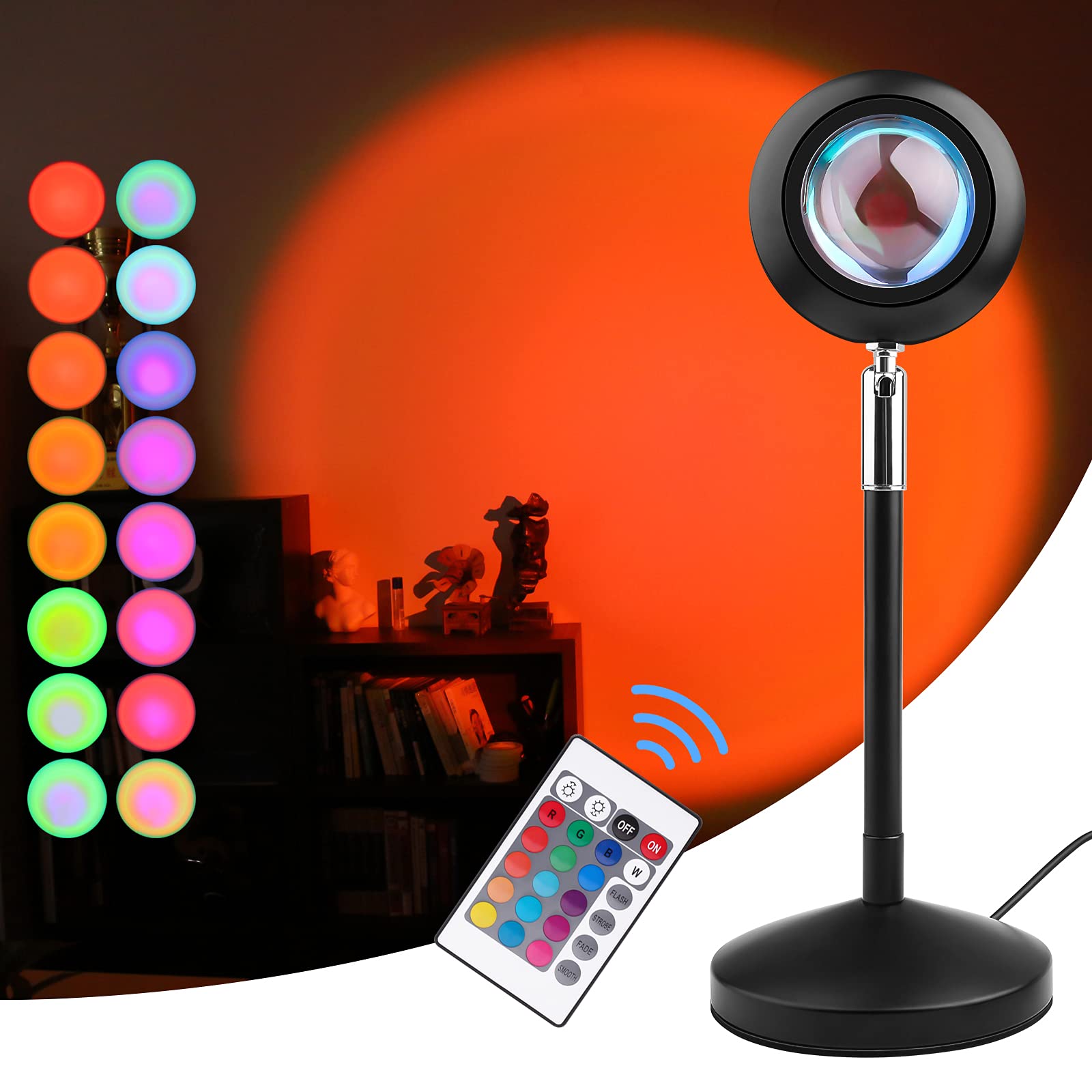 Buy Sunset Lamp, GOKOCO 16 Colors Sunset Projection Lamp Brightness