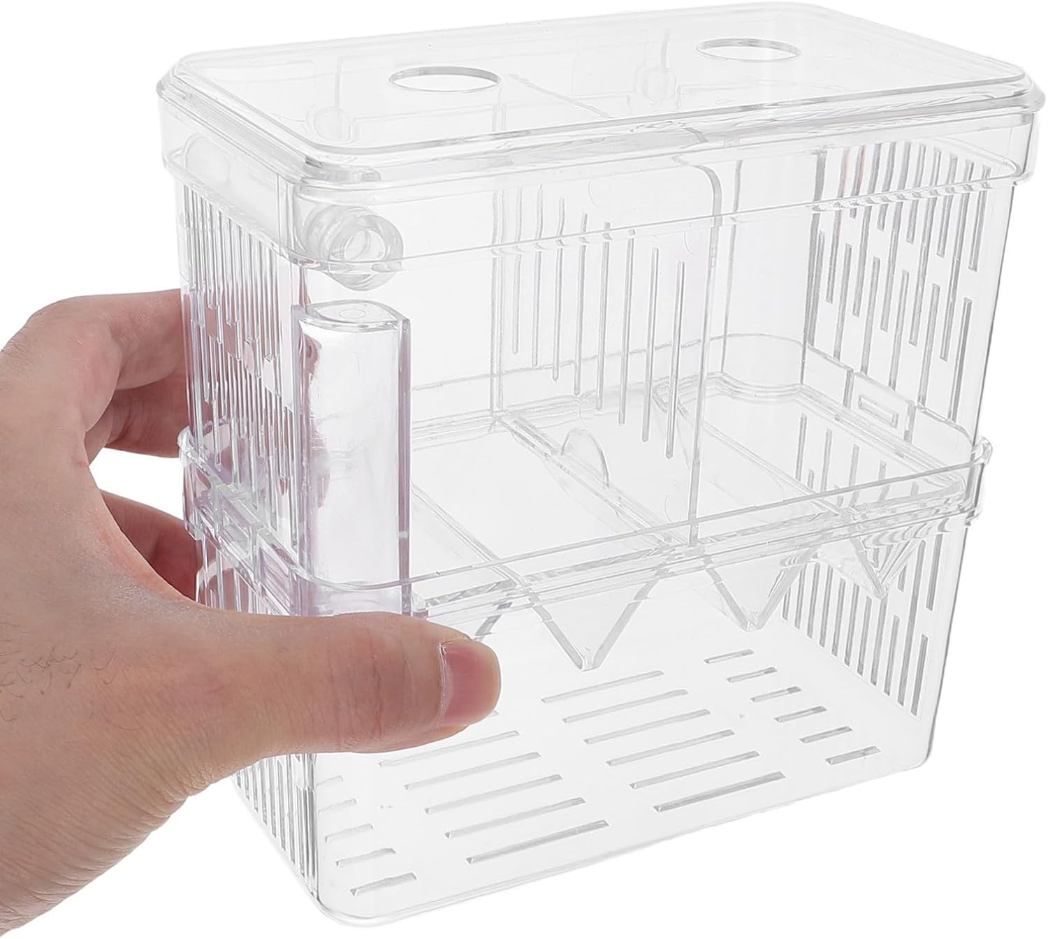 Plastic Aquarium Breeding Box with Suction Cups for Effective Separation and Observation Window, for Shrimp and Guppy Fry Hatching in Fish Tanks