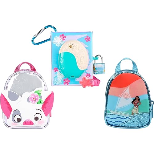 REAL LITTLES Disney Moana Fan Favorites 3 Pack, Includes Themed Micro Backpack, Handbag and Journal, with 15+ Micro Surprises Inside