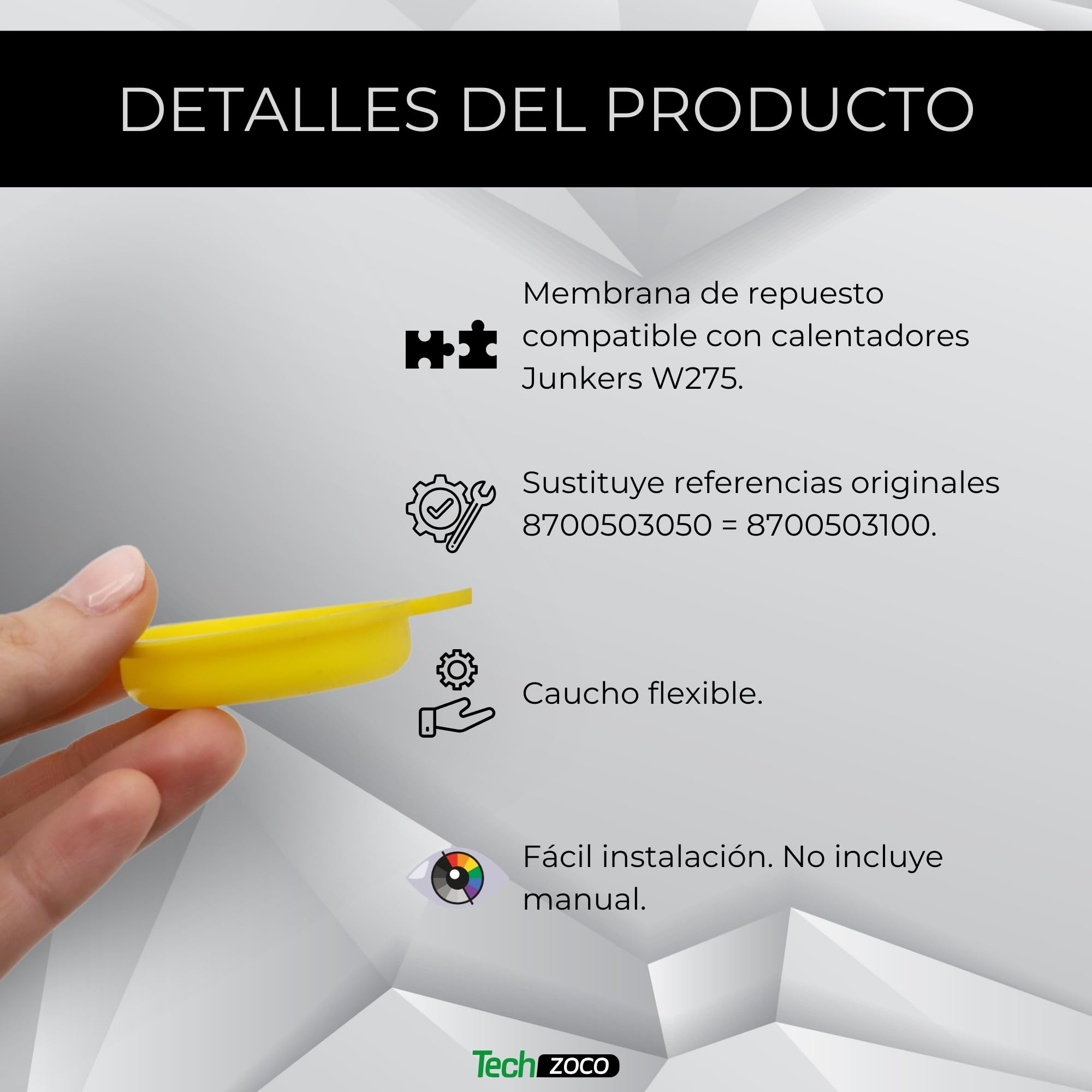 CHEFZOCO Membrana Calentador de Agua, Membrana Calentador de Gas, membrana de válvula hidráulica, Código original 700503050=8700503100, Diámetro 51 mm, 1 Agujero, Compatible con Junkers W275