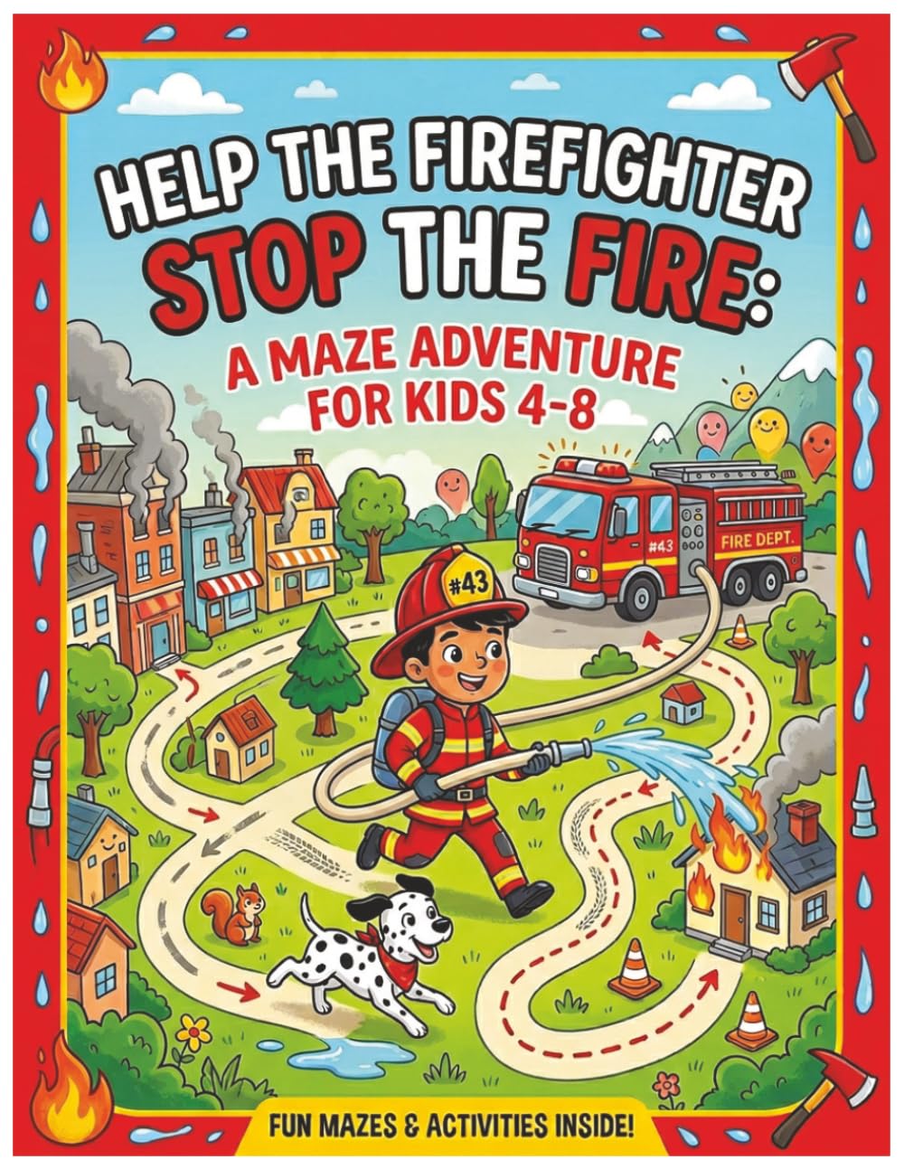 Help the Firefighter Stop the Fire! A Maze Adventure for Kids: 50 Puzzle Missions to Improve Concentration and Problem Solving Skills