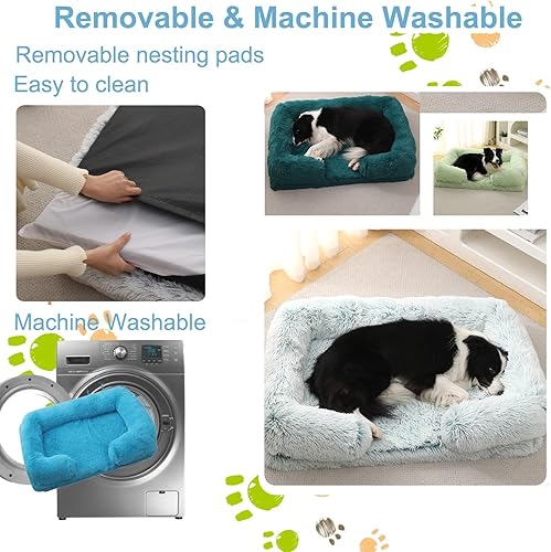 Miniatura 3 de Camas ortopédicas para perros de gran tamaño con forro impermeable y parte inferior antideslizante, cama rectangular lavable para perros y gatos