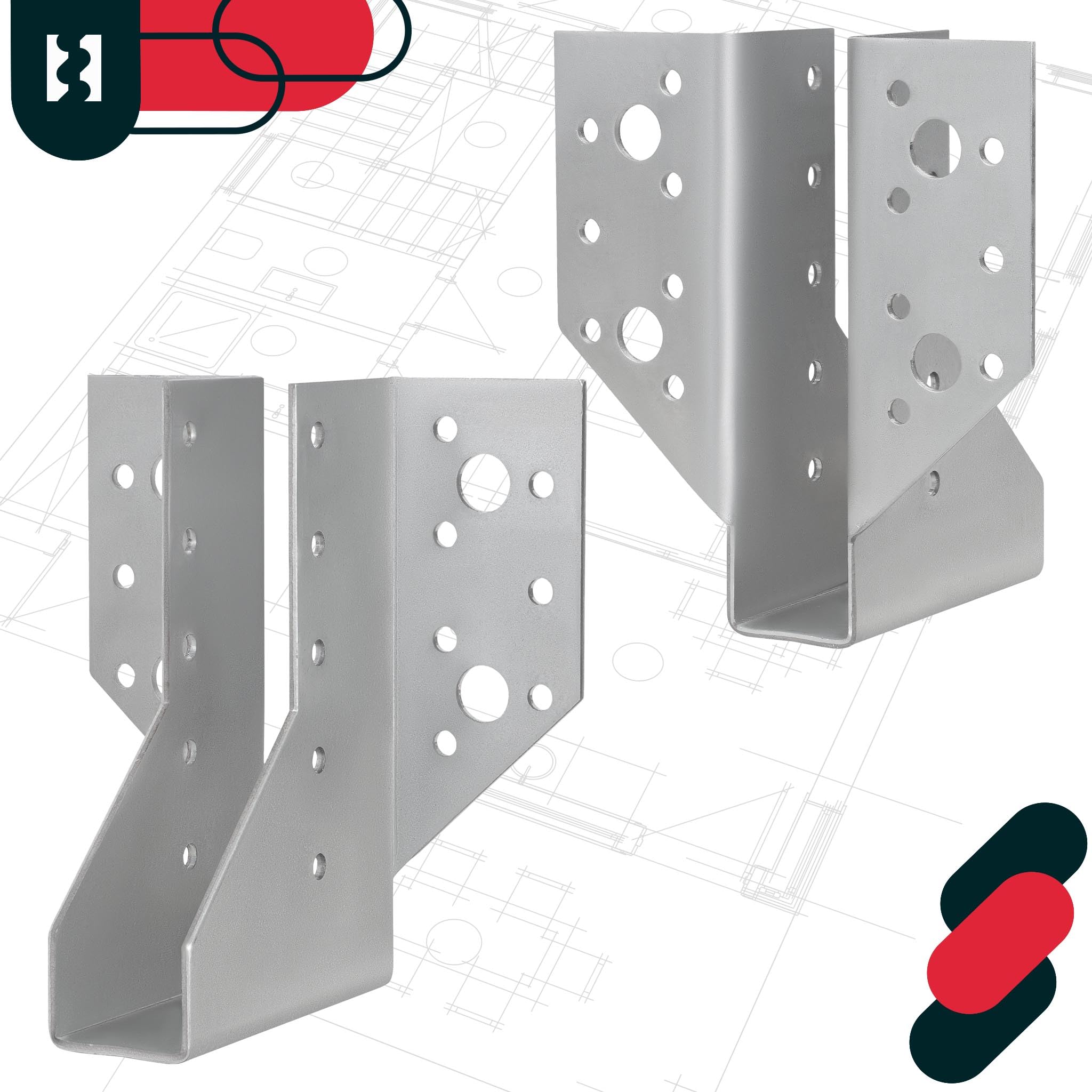 KOTARBAU Set di 10 scarpe per trave, 25 x 117 mm, connettori in legno in acciaio zincato