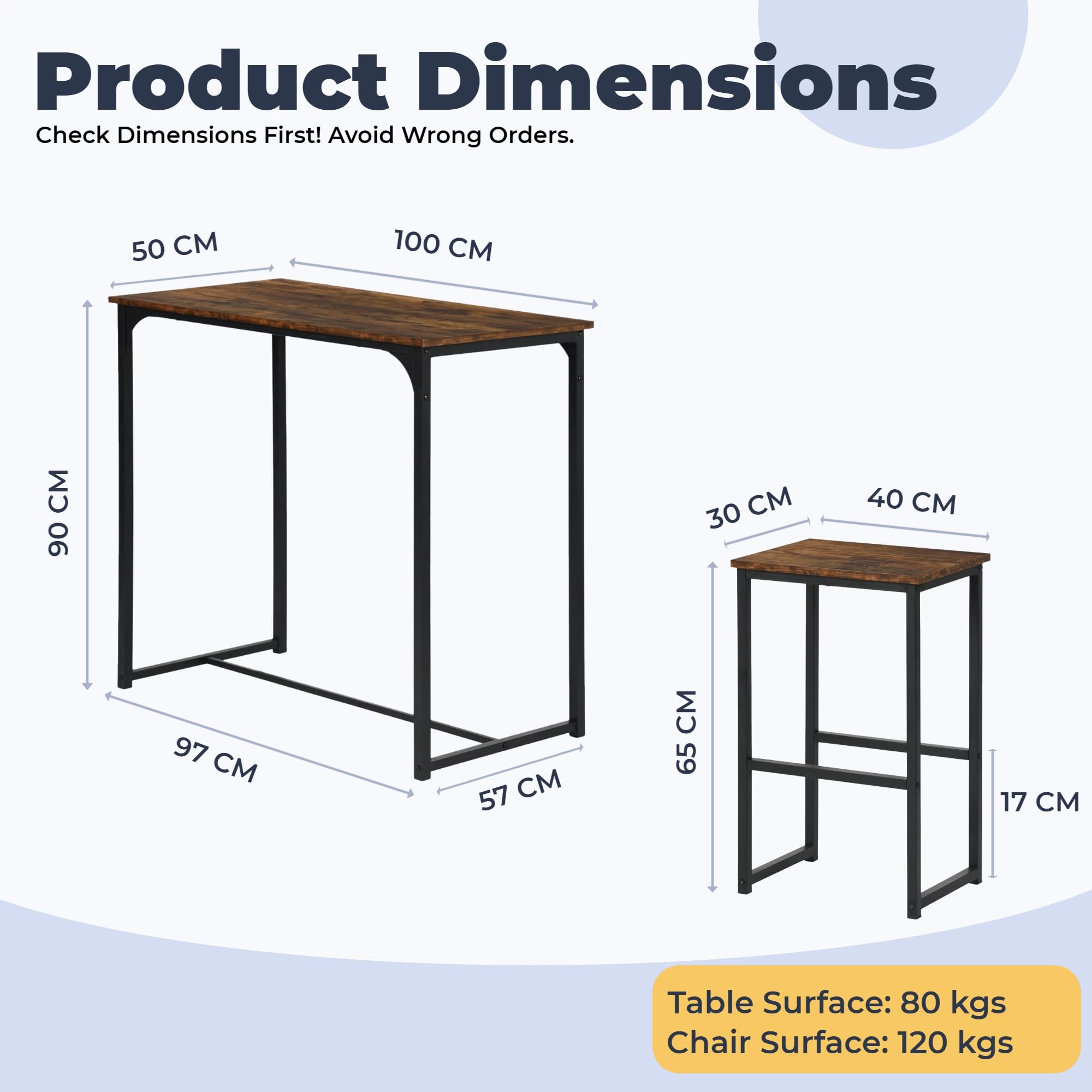Tavolo da Pranzo con 4 Sedie, Tavolo e Sedie da Esterno Set 5 Pezzi Mobili Industriale Tavolo 100 x 50 x 90 cm, Sedie Cucina 40 x 30 x 65 cm, per Cucina, Nero Opaco + Venatura Legno Retrò