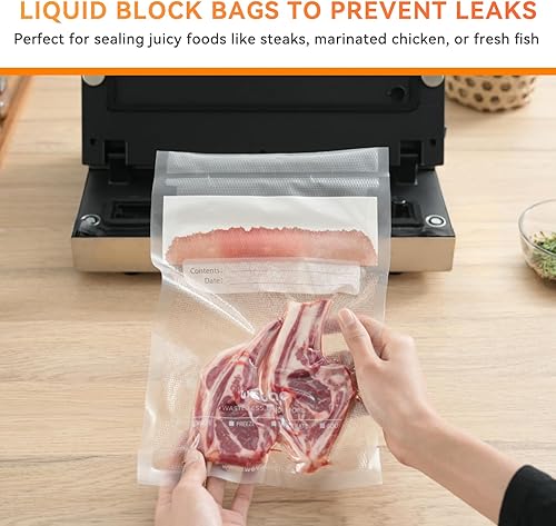 Miniatura 5 de Wevac Paquete familiar de bolsas selladoras al vacío con dispensador, 6 x 10 pulgadas (50 unidades), 8 x 12 pulgadas (70 unidades), rollos de 8 x 20