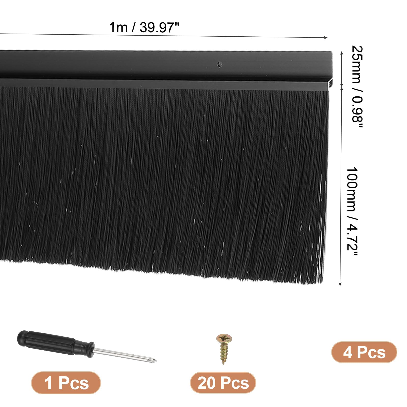 PATIKIL Door Brush Sweeps 3.94" Bristles x 39.37" Long - Image 2