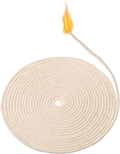 Nuanchu 16.4 Feet Cotton Wicks for Oil Lamps Braided Round Candle Making Wicks 3 mm Replacement Oil Candle Cord Stove Cord for Kerosene DIY Projects