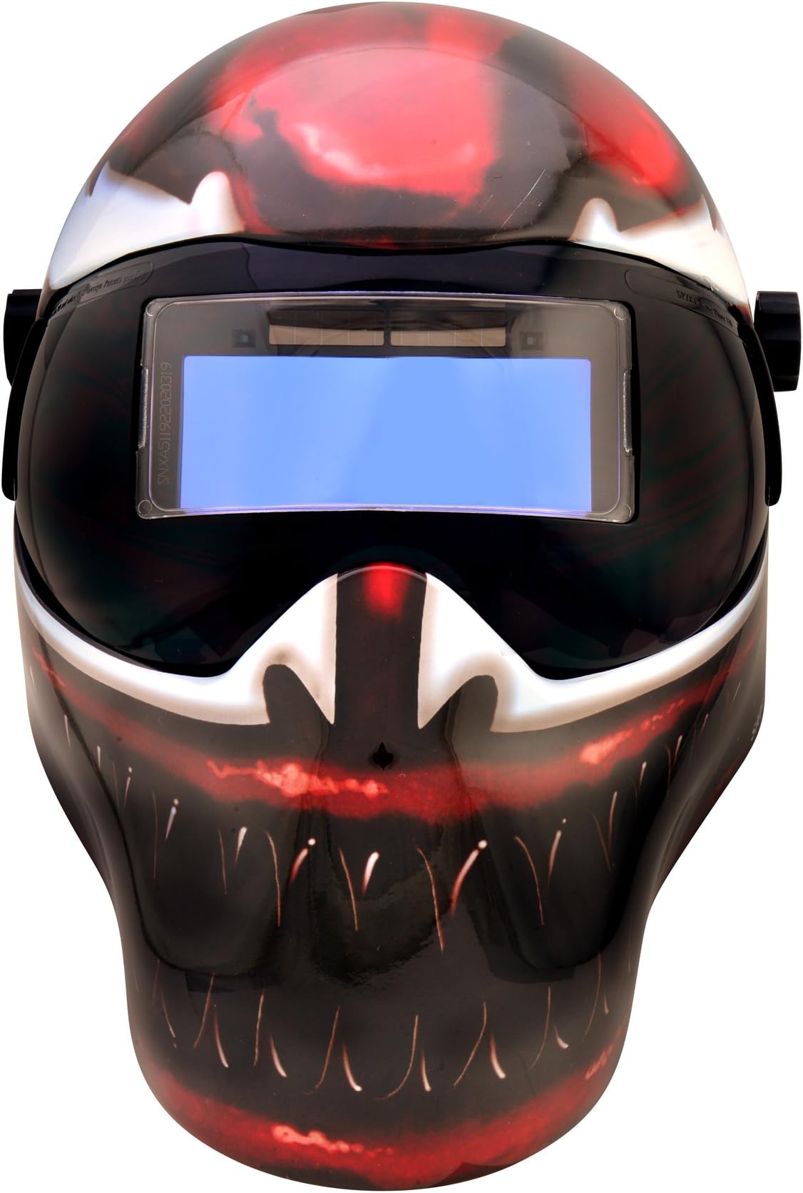 Save Phace Auto Darkening Welding Helmet Marvel Carnage EFP F-Series - Ear to Ear Vision Welder Hood Grinding Mask with 4.3 x 2 Inch Adjustable ADF for SMAC/MIG/TIG - 2 Sensors Solar Powered (3012640)