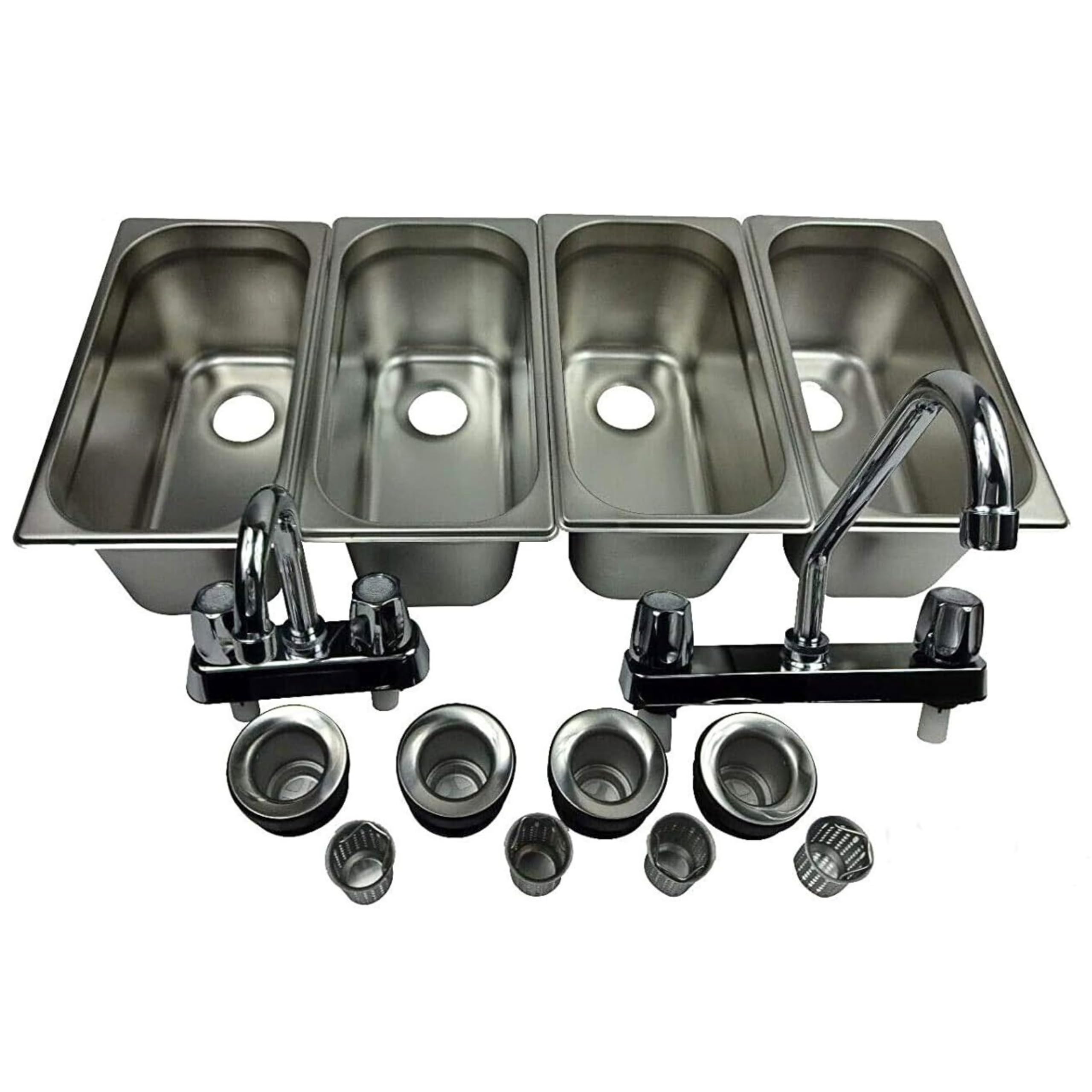 Standard 4-Compartment Drop-in Stainless Steel Concession Sink Set