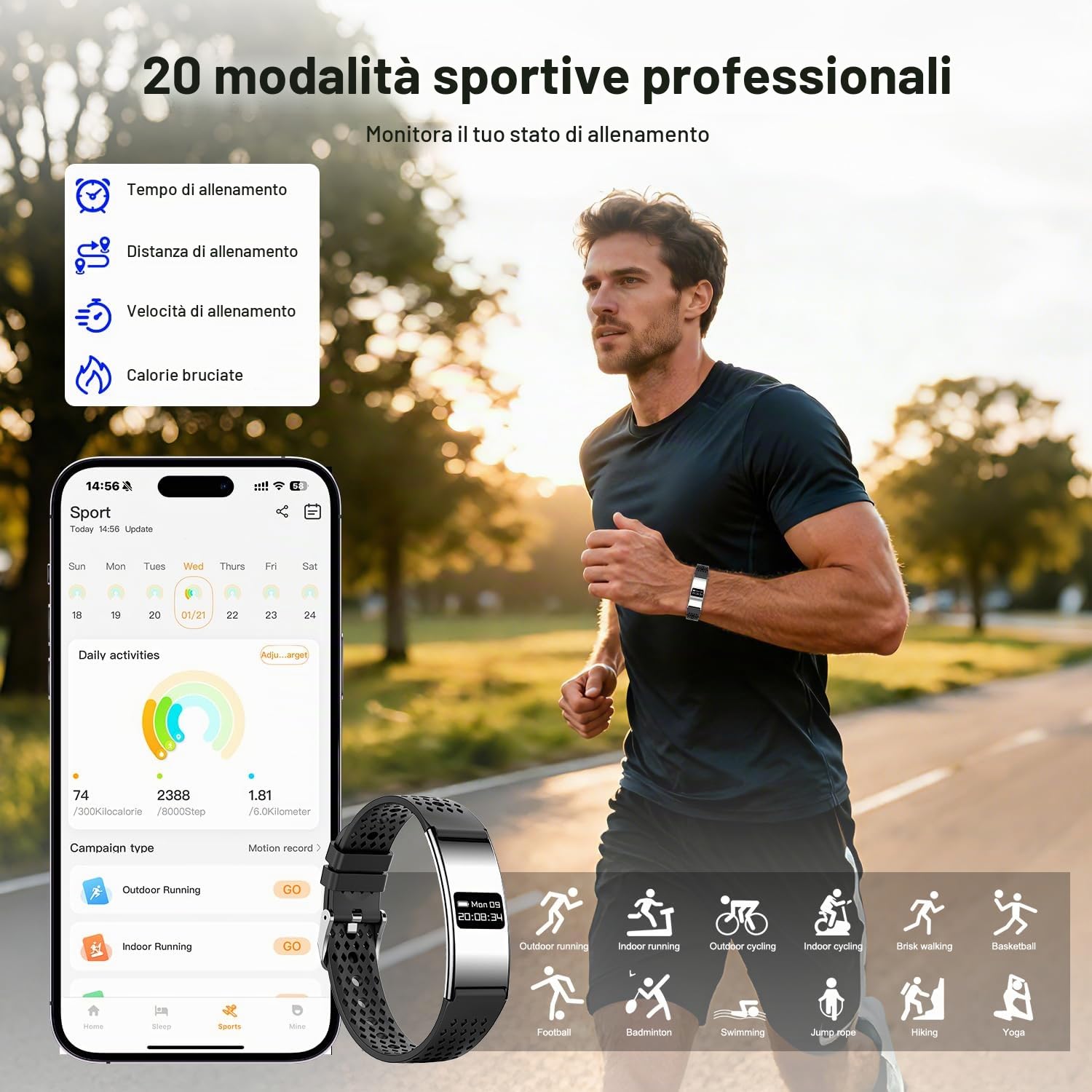 Smartwatch Fitness Tracker Impermeabile, Orologio Smart Band Donna Uomo con Cardiofrequenzimetro, SpO2, Stress, Monitoraggio del Sonno, Modalità Sport Multiple, Compatibile Android iOS